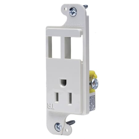 Hubbell Wiring Device-Kellems J-Load Media Outlet, 15A 125V Tamper Resistant Receptacle, 2-Port, Decorator Frame, White RJ65WTR